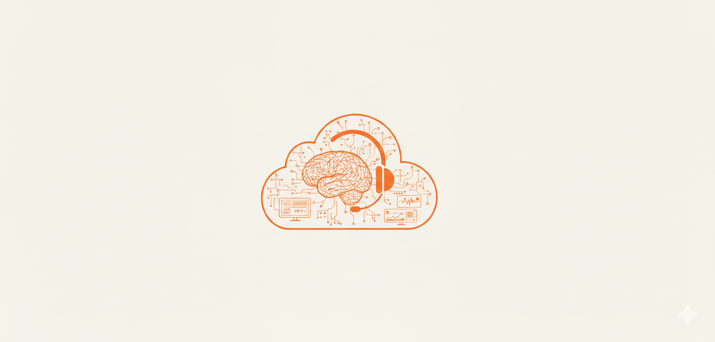 Illustrazione di cloud e assistenza con cuffie